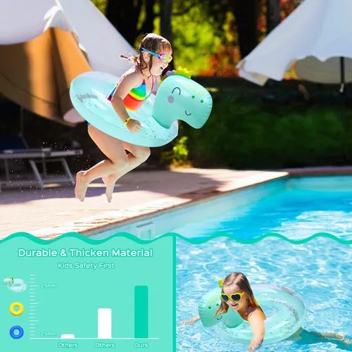 Miniatura 4 de Anillo de natación inflable, lindo dinosaurio sirena, unicornio, ratón, flotadores de piscina, balsa de tubo, bañera de agua, juguetes de fiesta