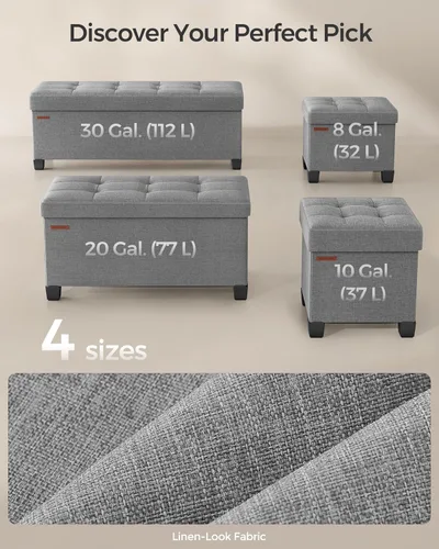 Miniatura 6 de SONGMICS Banco otomano de almacenamiento, reposapiés plegable con patas, 15 x 43 x 15.7 pulgadas, banco de extremo de cama, baúl de almacenamiento