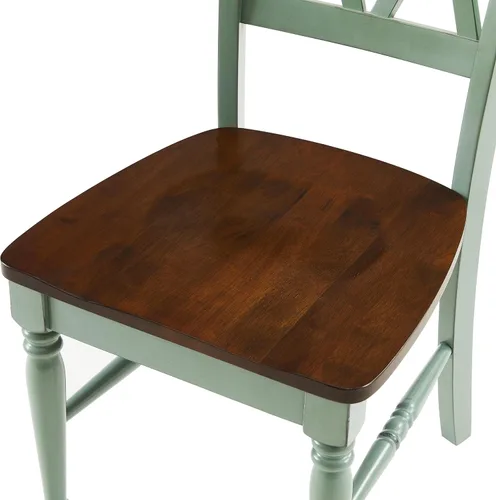Miniatura 7 de Crosley Furniture Shelby - Juego de 4 sillas de comedor con respaldo en X de madera tradicional, sillas de cocina, color verde azulado envejecido