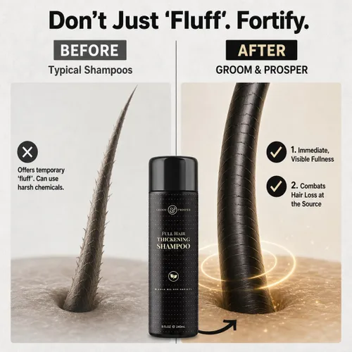 Miniatura 2 de GROOM & PROSPER - Champú para engrosar el cabello para hombres, 8 onzas - Restaura, nutre, protege, fortalece el cabello delgado - Combate