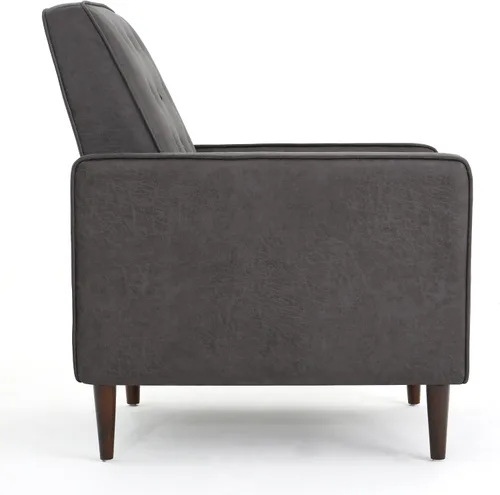Miniatura 7 de GDFStudio Macedonia - Sillón reclinable de tela con respaldo copetudo, moderno Pizarra / Espresso oscuro