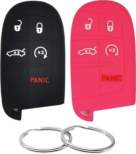 Miniatura 7 de REPROTECTING Funda de llavero de goma de silicona Compatible con Chrysler 200 300 2011-2021 Dodge Challenger Charger Dart Durango Journey Fiat 500 L