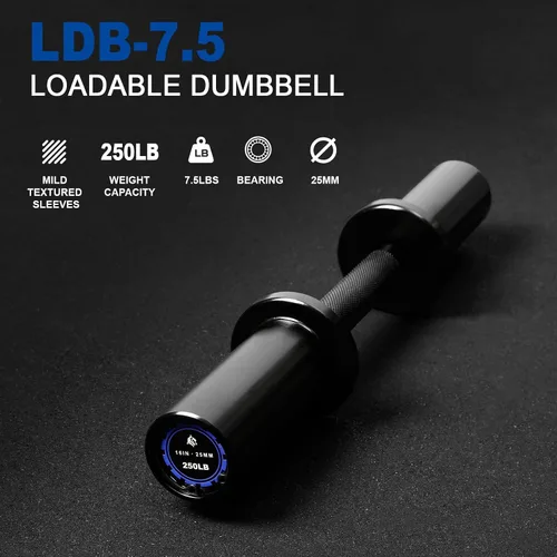 Miniatura 2 de LIONSCOOL 16"Loadable Dumbbells Pairs, Olympic Dumbbell Handle/Bar for Strength Training, Compatible with 2’’ Standard Plates, Includes 2 Pair of