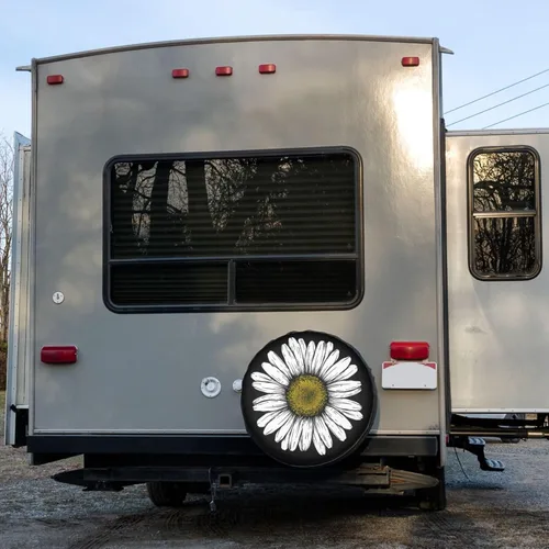 Miniatura 6 de Daisy Flower - Cubierta de neumático de repuesto a prueba de polvo para remolque, RV, SUV y muchos vehículos, 15 pulgadas