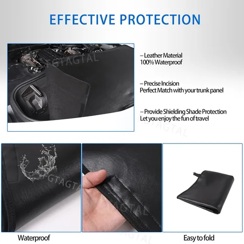 Miniatura 4 de Funda trasera para maletero compatible con Chevrolet Corvette C8 Stingray 2020-2026, cubierta de seguridad de cuero para maletero trasero, Negro