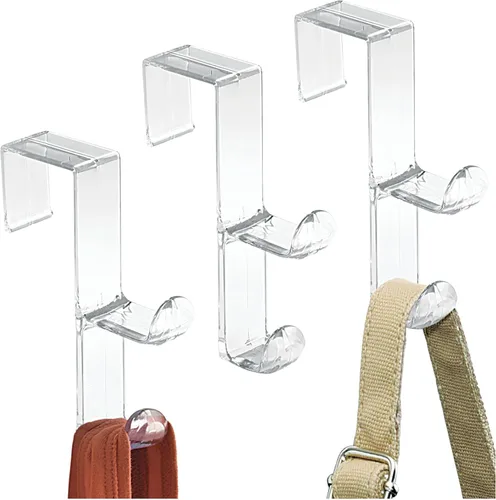 Miniatura 5 de InterDesign Gancho organizador para colgar sobre la puerta para abrigos, sombreros, batas, ropa o toallas, gancho doble, transparente