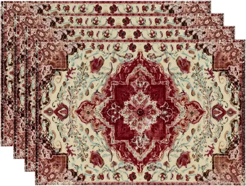 Miniatura 18 de Artoid Mode Juego de 4 manteles individuales estilo boho de plata, 30x46 cm rústicos de estilo granja para decoración mágica de mesa de otoño
