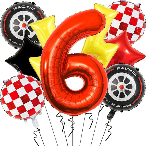 Miniatura 11 de 6 globos de carreras para decoración de fiesta de cumpleaños, globos de semáforo de 32 pulgadas para suministros de fiesta de cumpleaños