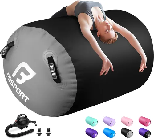 Air Roller Gymnastics Barrel, Inflatable Gymnastics Air Roller Inflatable Air Gymnastics Mat with Electric Pump for Yoga Cheerleading Training Home