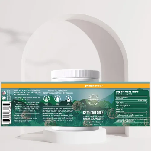 Miniatura 5 de Primal Harvest Polvo de colágeno Keto con aceite MCT, péptidos de colágeno hidrolizados, 10 onzas, sin sabor, paleo y cetogénico, suplemento proteico