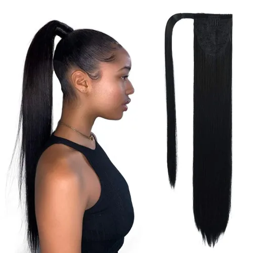 Miniatura 19 de SEIKEA Extensión de cola de caballo con clip alrededor del cabello lacio para mujer (12 pulgadas, negro)