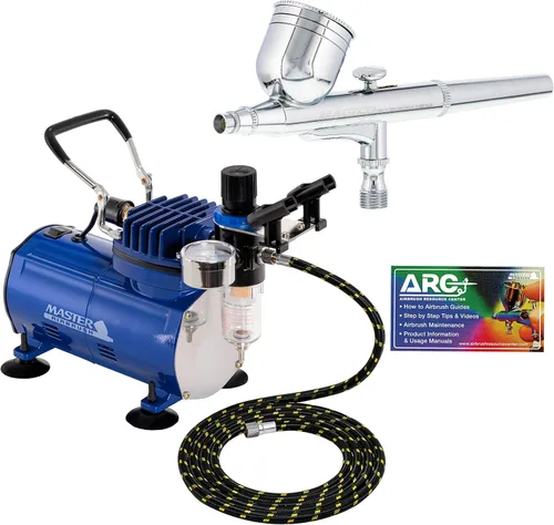 Miniatura 7 de Master Airbrush Cool Runner II Kit de aerógrafo y compresor con ventilación dual y tanque, con pincel de aire por gravedad con 3 puntas