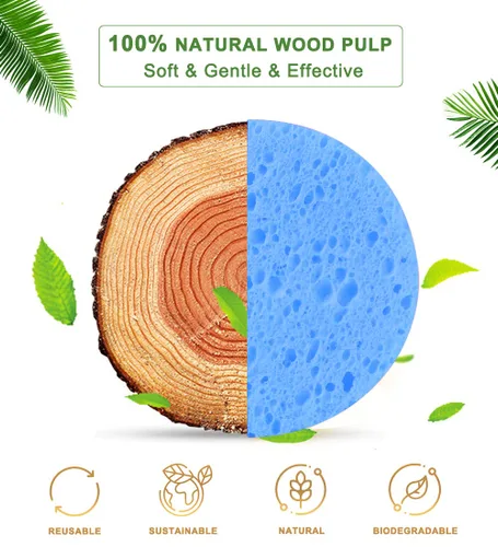 Miniatura 2 de 50 esponjas faciales comprimidas para limpieza diaria y exfoliación suave, esponja de celulosa 100% natural, perfecta para eliminar la piel muerta