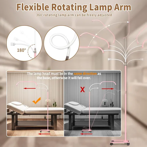 Miniatura 6 de HITTI Luz de Esteticistas, Luz Flexible de Cuello de Ganso para Pestañas para Técnicos de Pestañas, Luz LED de Media Luna con Soporte para Teléfono