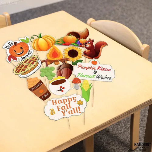 Miniatura 9 de KatchOn, Happy Fall Photo Booth Props – Paquete de 34 Accesorios para fotos de otoño Accesorios de fotos de festivales Accesorios para cabina