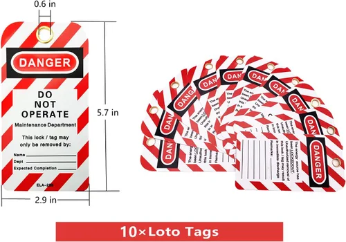 Miniatura 3 de SAFBY Loto - 7 candados de bloqueo diferentes con llave con 10 etiquetas de bloqueo, candados seguros para estaciones y dispositivos con 7 números