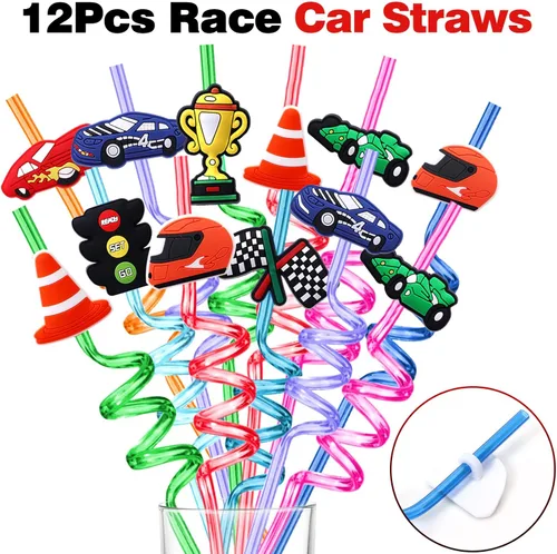 Miniatura 2 de 98 piezas de regalos de fiesta de coche de carreras suministros de cumpleaños de carreras de paja burbuja banda adhesiva de juguete de carreras