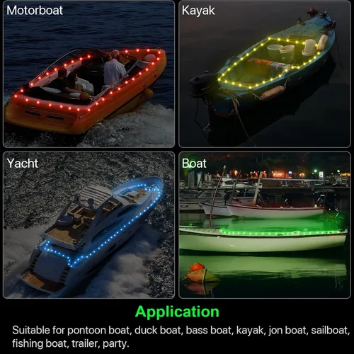 Miniatura 7 de Tira de luces LED para barco, luces de barco de control remoto de 16.4 pies, 16 cambios de color, luz interior de barco impermeable, luz de cubierta
