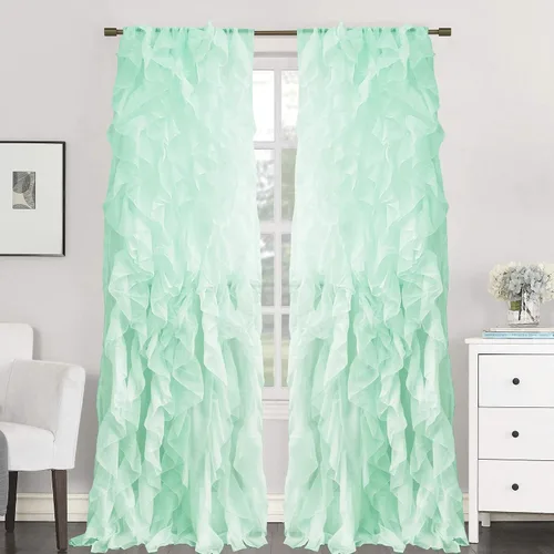 Miniatura 24 de Sweet Home Collection Paquete de 2 Paneles de Ventana Cortinas de Gasa Transparente con Volantes Verticales en Cascada Gris
