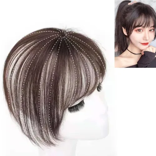 Miniatura 7 de Flequillo con clip en flequillo, flequillo 3D, clip de cabello realista, extensiones de cabello humano para mujer, extensiones de cabello para uso