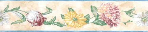 Miniatura 3 de Dundee Deco BD6138 - Borde de papel pintado prepegado, borde azul floral, flores rosas, amarillas, verdes, beige en el borde de pared de vid, diseño