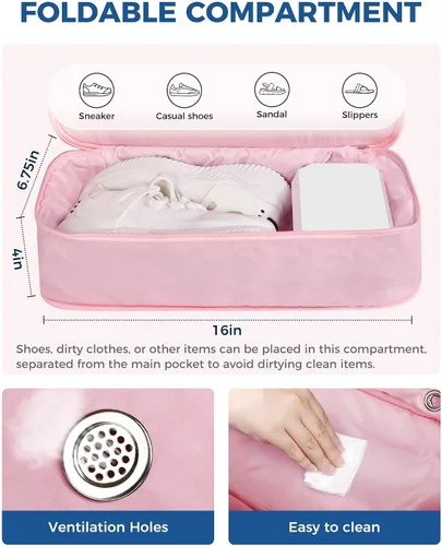 Miniatura 3 de Fmeida Gym Bag for Women, 30L Expandable Travel Bags with Shoe Compartment, Sports Yoga Bag with Wet Pocket