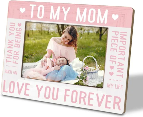 Regalos para mamá de parte de hija e hijo, To My Mom Thank You For Being Such an Important Piece of My Life Love You Forever; marco de fotos para