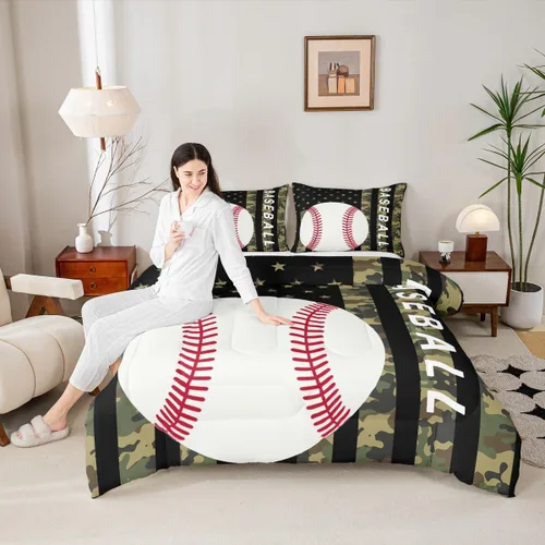 Miniatura 108 de Feelyou Juego de edredón de baloncesto para niñas y niños, juego de ropa de cama con juegos de pelota, decoración de habitación, regalo para amantes