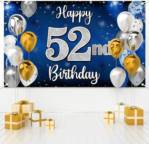 Miniatura 47 de Decoración de feliz cumpleaños 35, globo azul y plateado de 35 años, cartel grande de telón de fondo de cumpleaños, suministros para fiesta de 35th