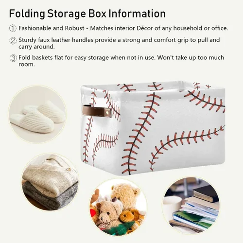Miniatura 5 de AUUXVA Cesta de almacenamiento de béisbol, caja de almacenamiento grande con asas, cesta de regalo de Pascua, ideal para bebés y niños, decoración