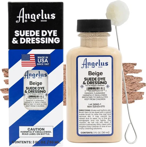 Angelus Tinte para Gamuza - Beige - 3 oz Tinte Líquido Premium para Gamuza, Nubuck y Cuero Napa