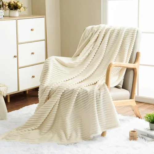 Miniatura 37 de Vessia - Manta de forro polar de franela (50x70 pulgadas), manta 3D de jacquard negra, esponjosa y cálida para sofá, sillón, cama, silla, 300GSM