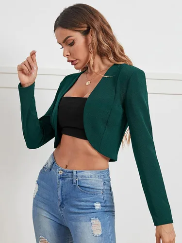 Miniatura 3 de Milumia Blazers casuales de negocios para mujer con frente abierto, chaqueta ligera para usar al aire libre