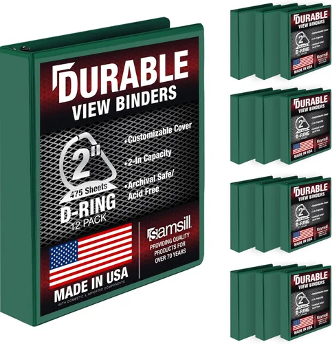 Miniatura 119 de Samsill Carpeta duradera de 1.5 pulgadas, fabricada en los Estados Unidos, carpeta de anillos en D, carpeta transparente personalizable, color rojo