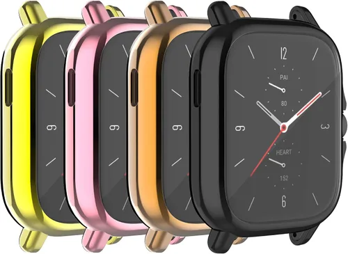 Miniatura 12 de FitTurn Funda protectora de pantalla compatible con Amazfit GTS 2/GTS3, proceso de chapado completo, color metal, TPU, a prueba de golpes, carcasa