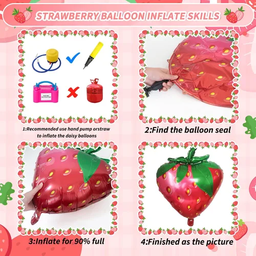 Miniatura 3 de JOGAMS Kit de arco de globos de fresa, globos rojos de fresa con lunares para baby shower, suministros de fiesta de cumpleaños para niña