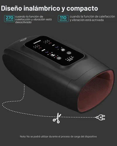 Miniatura 8 de ALLJOY Masajeador de manos para artritis y alivio del túnel carpiano, masajeador de manos inalámbrico con pantalla táctil con vibración y calor