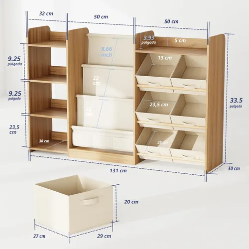 Miniatura 2 de IKALIFE Organizador de almacenamiento de juguetes y libros para niños - Estantería grande con 7 compartimentos removibles, estantería para bebés