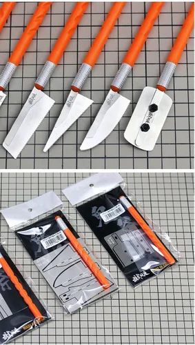 Miniatura 4 de 2 manijas y 4 cuchillas de forma irregular sierras de mano mini sierras de mano para la modificación del modelo militar de la escala herramienta