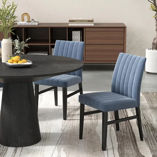 Miniatura 8 de Roundhill Furniture Wendell - Juego de 2 sillas de comedor tapizadas contemporáneas, color azul