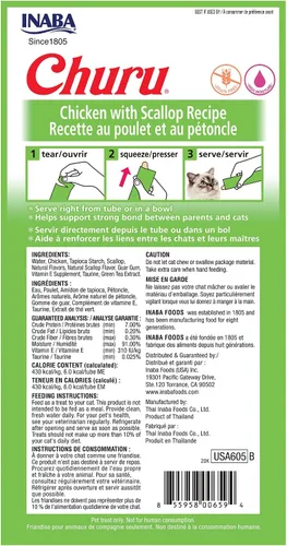 Miniatura 2 de INABA - Golosinas Churu para gatos, puré cremoso para gatos, sin cereales, que se puede lamer y exprimir / suplemento con vitamina E y taurina, 0.5