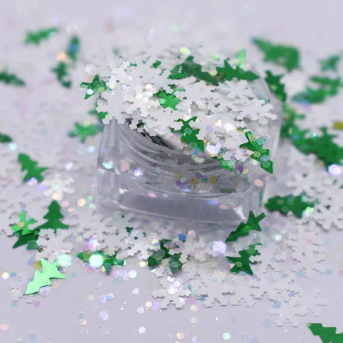 Miniatura 38 de Caja y juego de 12 colores – Árbol de copo de nieve de Navidad Serie de mezclas gruesas con purpurina – Festival Rave Beauty Maquillaje de cara