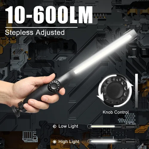Miniatura 3 de Luz de trabajo LED, 2200 mAh, recargable, 600 lúmenes, luz de trabajo COB, lámpara de inspección de problemas portátil con gancho de base magnética