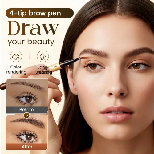 Miniatura 5 de 2 bolígrafos de cejas líquido Microblading de 4 puntas, crea trazos naturales similares al cabello, resistente al agua, de larga duración, a prueba