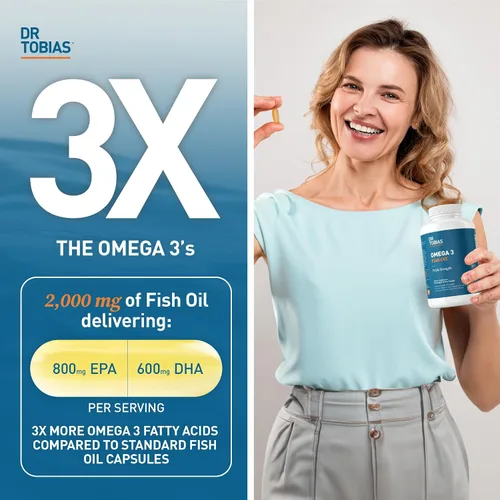 Miniatura 2 de Dr. Tobias Suplemento AKG y aceite de pescado Omega 3, apoya la energía celular y la salud general con AKG y Omega 3 de triple fuerza EPA y DHA, sin