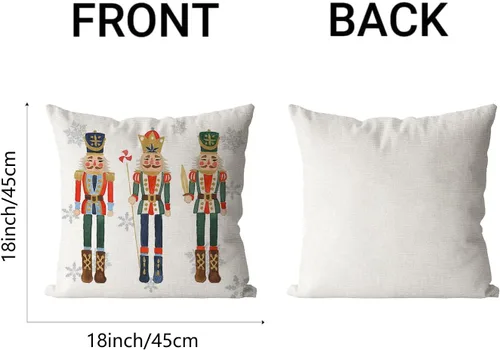 Miniatura 5 de AOFANGGO Funda de almohada de Navidad de 18 x 18 pulgadas, diseño de cascanueces, decoración de vacaciones, funda de cojín para cama, silla, sofá