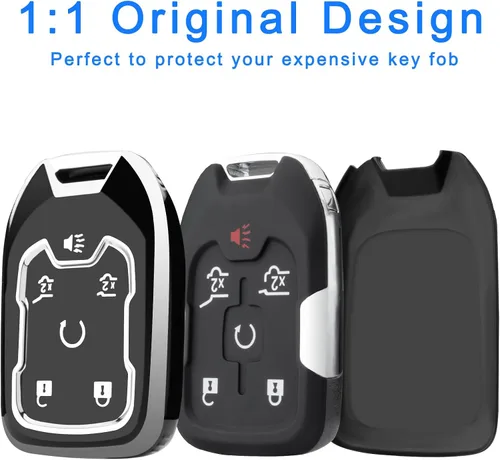 Miniatura 4 de XIYANG TRADE para funda de llavero GMC con llavero, funda de llave de TPU de protección completa compatible con GMC Chevy Silverado Suburban Tahoe
