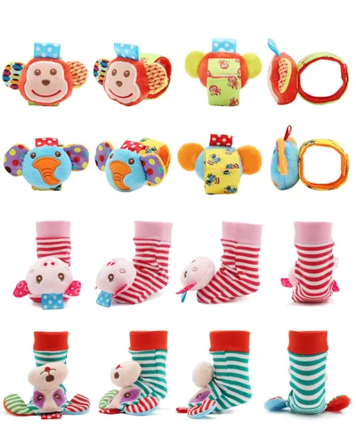 Miniatura 7 de Sonajeros de muñeca, sonajero de pie, calcetín de sonajero, juguete de sonajero, pulsera de mano con brazo, calcetines tobilleros para pies