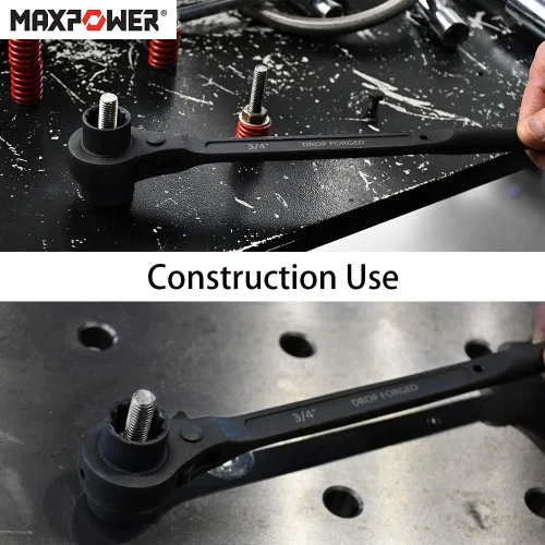 Miniatura 6 de MAXPOWER Juego de 2 llaves de andamio, andamio de doble zócalo de 7/8 pulgadas x 3/4 pulgadas y herramienta métrica de andamio de trinquete de 0.669