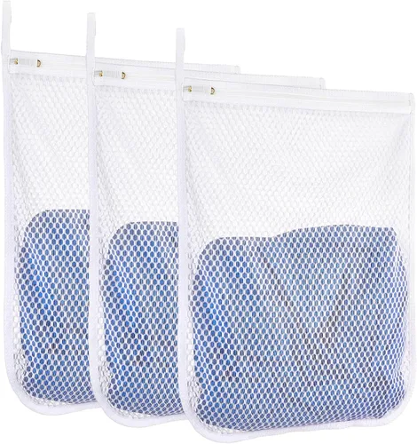 Miniatura 7 de 3 piezas Bolsas de lavandería duraderas de malla de panal para prendas delicadas 16" x 19" (2 grandes) 12" x 15" (1 mediana)